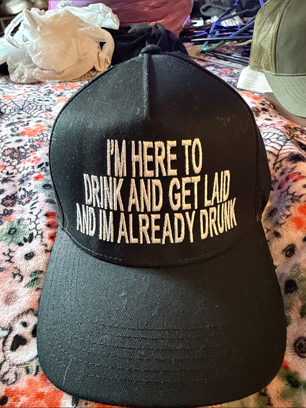 OTTO Black Cap with White Embroidered Slogan